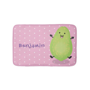 Cute kawaii papaya paw paw cartoon illustration bath mat