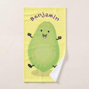Cute kawaii papaya paw paw cartoon illustration bath towel set