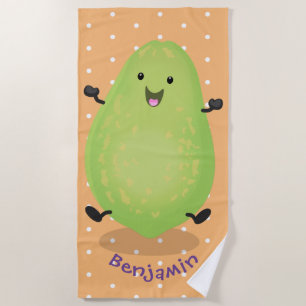 Cute kawaii papaya paw paw cartoon illustration beach towel