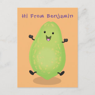 Cute kawaii papaya paw paw cartoon illustration postcard