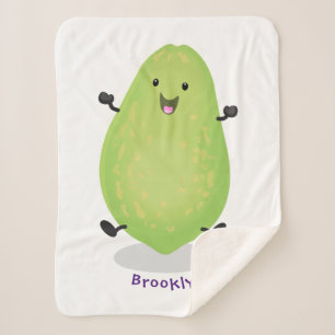 Cute kawaii papaya paw paw cartoon illustration sherpa blanket