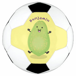 Cute kawaii papaya paw paw cartoon illustration soccer ball
