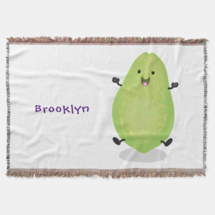 Cute kawaii papaya paw paw cartoon illustration throw blanket