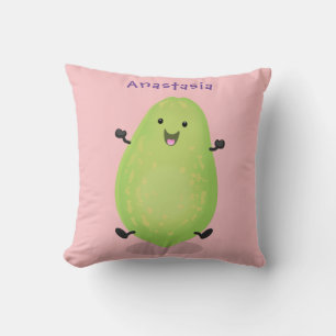 Cute kawaii papaya paw paw cartoon illustration throw pillow