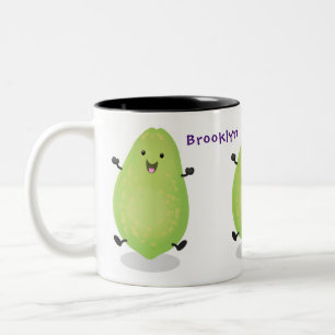 Cute kawaii papaya paw paw cartoon illustration Two-Tone coffee mug