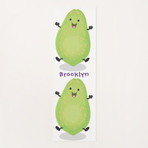 Cute kawaii papaya paw paw cartoon illustration yoga mat