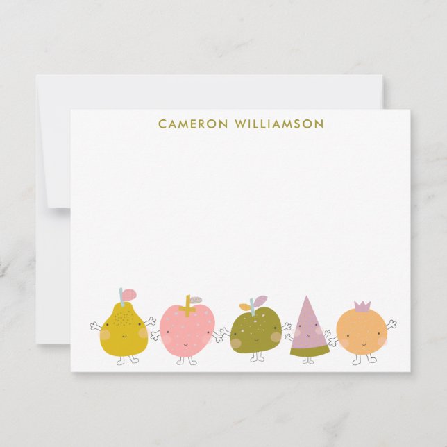 Cute Kawaii Pastel Fruit Personalized Stationery Card (Front)