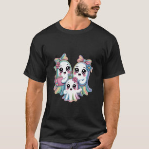Cute Kawaii Pastel Ghost Family Halloween Rainbow T-Shirt