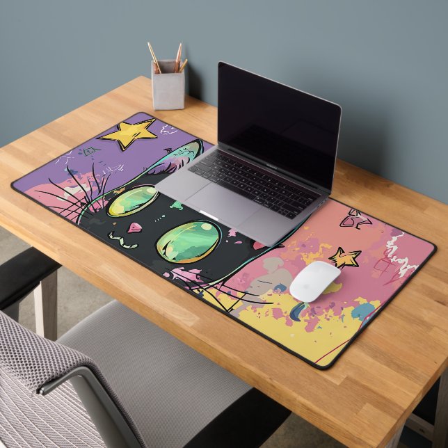 Cute Kawaii Pastel Goth Patchwork Gothic Creepy Desk Mat (Office 2)