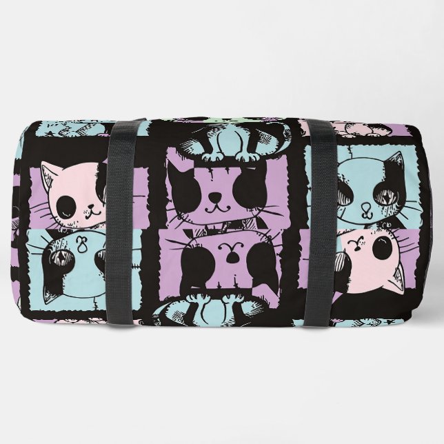 Cute Kawaii Pastel Goth Patchwork Gothic Creepy Duffle Bag (Bottom)