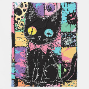Cute Kawaii Pastel Goth Patchwork Gothic Creepy Fleece Blanket