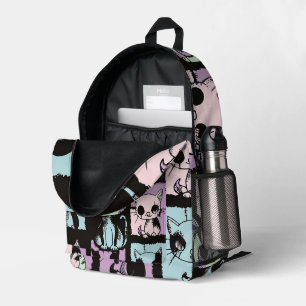 Cute Kawaii Pastel Goth Patchwork Gothic Creepy Printed Backpack