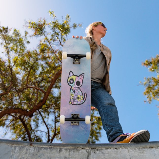 Cute Kawaii Pastel Goth Patchwork Gothic Creepy Skateboard (Outdoor 1)
