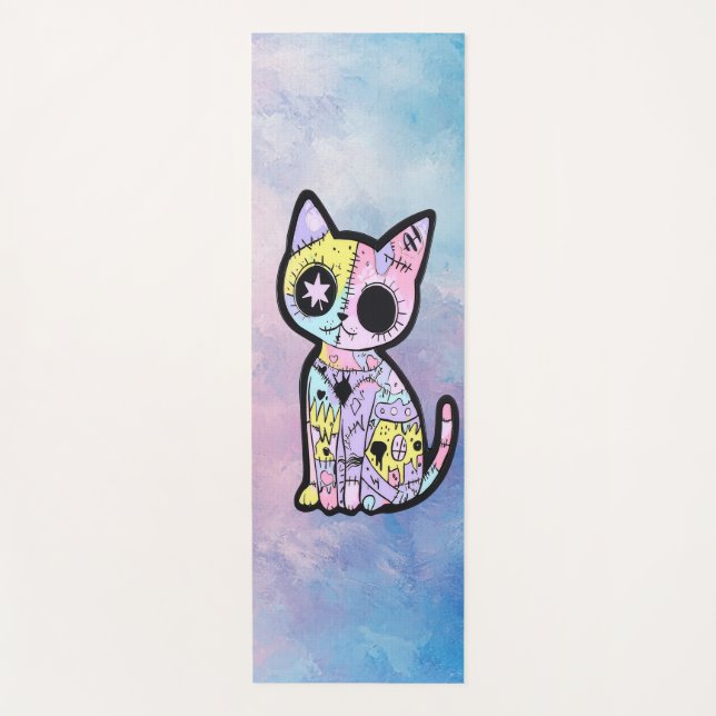 Cute Kawaii Pastel Goth Patchwork Gothic Creepy Yoga Mat (Front)