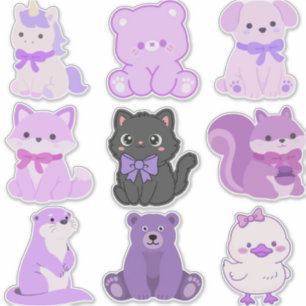Cute Kawaii Pastel Purple Animal Friends Bunddle