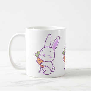 Cute Kawaii Pastel Purple Bunny Carrot Coffee Mug