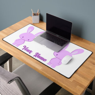Cute Kawaii Pastel Purple Custom Name Bunny Desk Mat