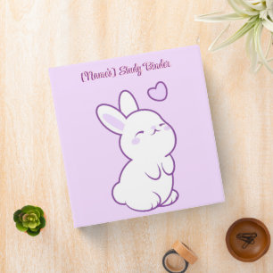 Cute Kawaii Pastel Purple Looking Up Bunny Custom Binder