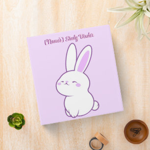 Cute Kawaii Pastel Purple Sleepy Bunny Custom Binder