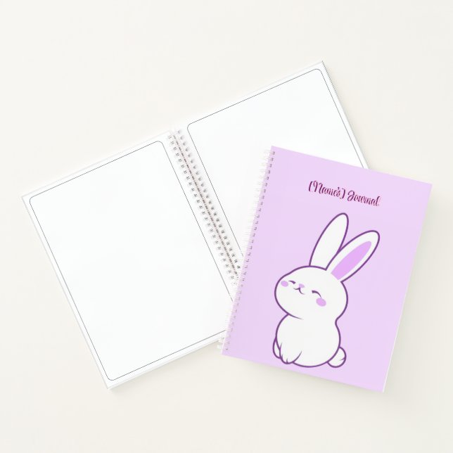 Cute Kawaii Pastel Purple Sleepy Bunny Custom  Notebook (Inside)