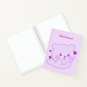 Cute Kawaii Pastel Purple Sparkle Bear cub Custom  Notebook
