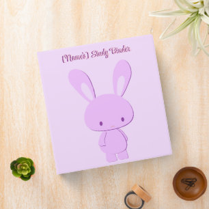 Cute Kawaii Pastel Purple Standing Bunny Custom Binder