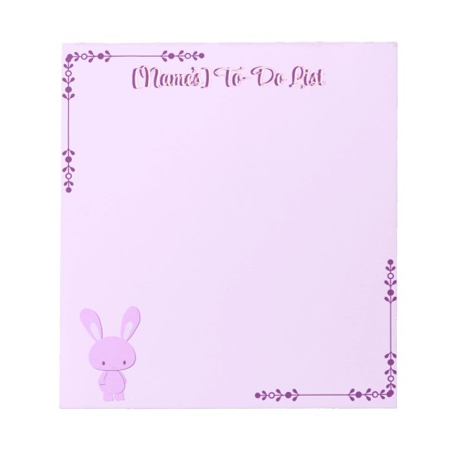 Cute Kawaii Pastel Purple Standing Bunny Custom Notepad (Front)