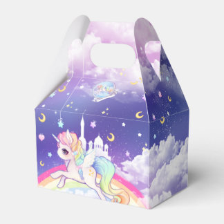 Cute kawaii pastel unicorn with rainbow galaxy favor box