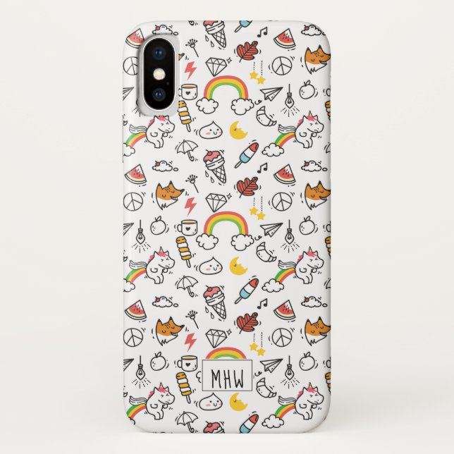 Cute Kawaii Pattern custom monogram phone cases (Back)