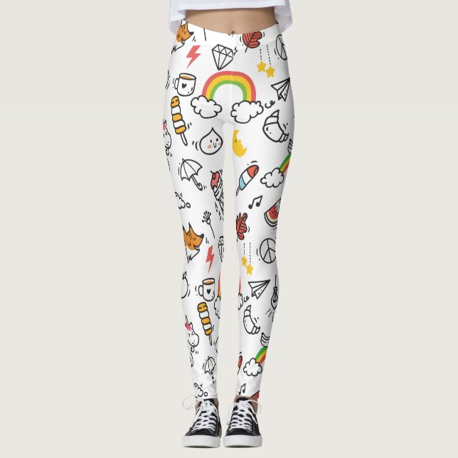 Cute Kawaii Pattern leggings (Front)
