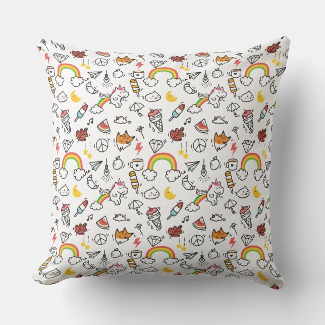 Cute Kawaii Pattern throw pillows (Front)