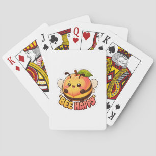 Cute Kawaii Peach Bee Happy Funny Pun Playing Cards