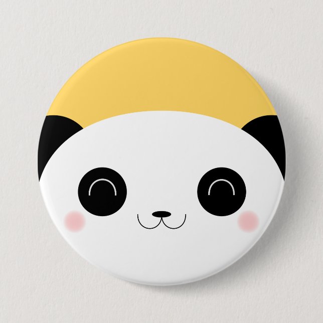 Cute Kawaii Peekaboo Blushing Panda Pin Badge (Front)