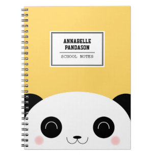 Cute Kawaii Peekaboo Panda Face Personalized Notebook