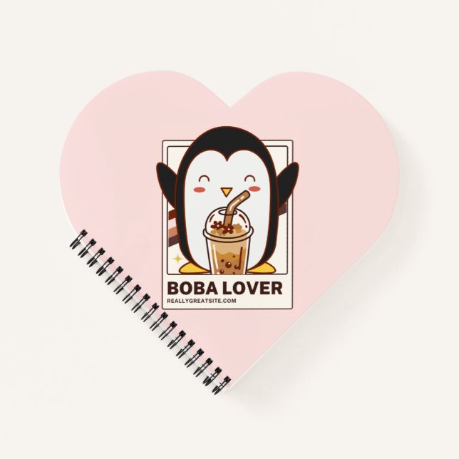 Cute Kawaii Penguin Boba Lover Notebook (Front)