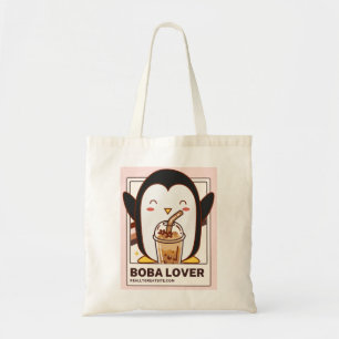 Cute Kawaii Penguin Boba Lover Tote Bag