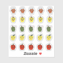 Cute Kawaii Pepper Character Sticker Sheet