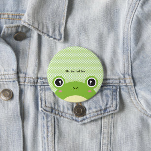 Cute Kawaii Personalized Peek-a-Boo Frog  3 Inch Round Button