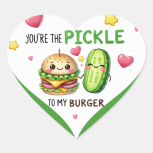 Cute Kawaii Pickles and Burgers Heart Sticker