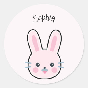 Cute Kawaii Pink Bunny Classic Round Sticker