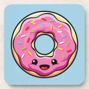 Cute Kawaii Pink Donut Coaster