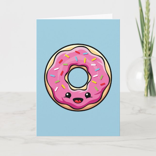 Cute Kawaii Pink Doughnut Card (Front)