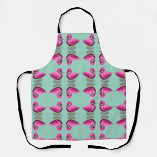 Cute Kawaii Pink Duck & Hearts Nursery Art Apron
