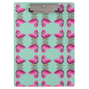 Cute Kawaii Pink Duck & Hearts Nursery Art Clipboard