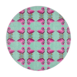 Cute Kawaii Pink Duck & Hearts Nursery Art Cutting Board