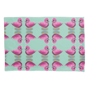 Cute Kawaii Pink Duck & Hearts Nursery Art Pillowcase