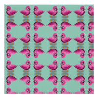 Cute Kawaii Pink Duck & Hearts Nursery Art