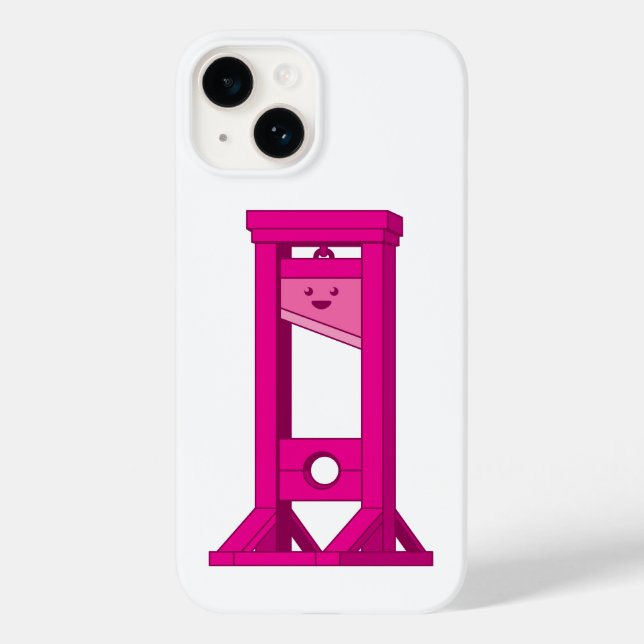 Cute Kawaii Pink Guillotine White iPhone 14 Case (Back)
