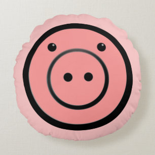 Cute Kawaii Pink Piggy Pig Vector Art Round Pillow