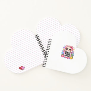 Cute Kawaii Pink QR Code Character Floral Pastel R Notebook